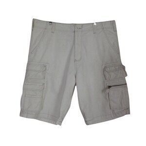 Iron Co. Cargo Shorts Mens 38 X 11" Off-White 100% Cotton flat front zip pocket